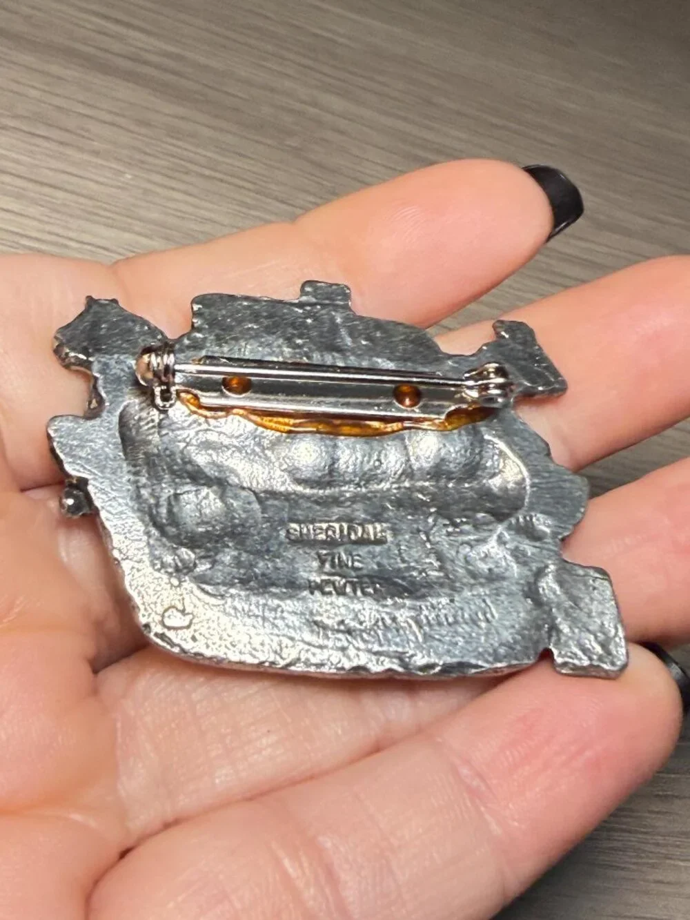 Sheridan Vintage Noahs Ark Brooch Animals Pewter Silver Tone 2”